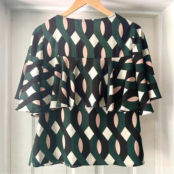 Anthropologie Sunday in Brooklyn Green Ruffled Keyhole Blouse Size XS - Picture 9 of 13
